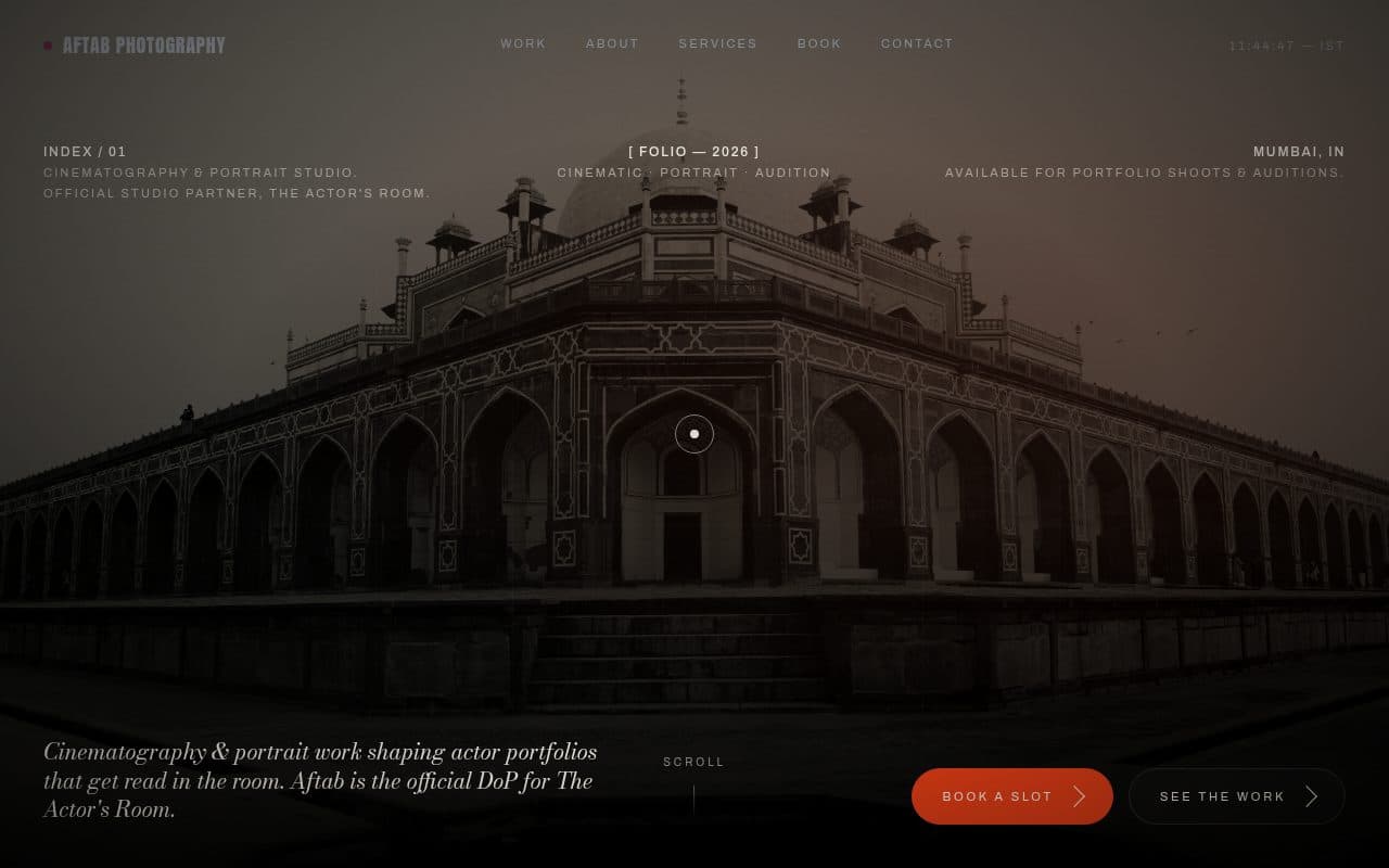 Aftab Photography website homepage